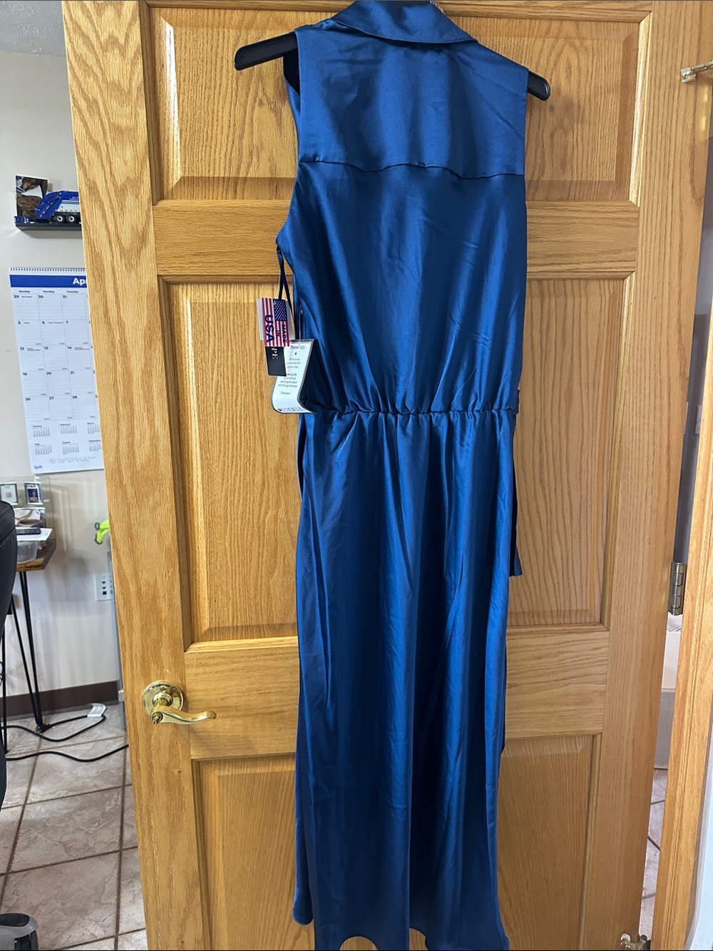 Xscape Royal Blue Satin Maxi Dress - Picture 8 of 9